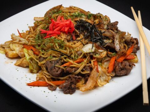Pan Fried Beef Yakisoba
